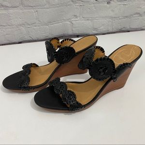 Jack Rogers Black Wedge Sandals